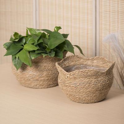 Woven Flower Plant Pot Basket Planter Basket Indoor Outdoor Garden Decorative Flower Plants Basket Storage Use Flower Pot