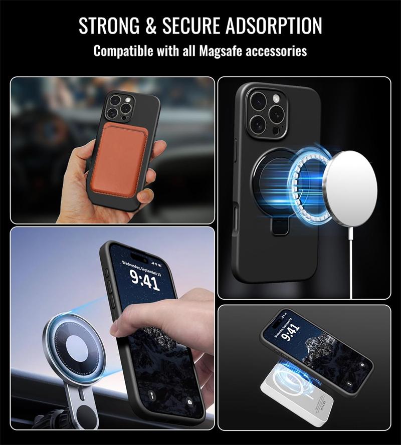 Liquid Silicone Magnetic Ring Holder Case for Magsafe IPhone 16 15 14 13 12 Pro Max Plus 16Pro 15Pro Mag Safe Stand Phone Cover