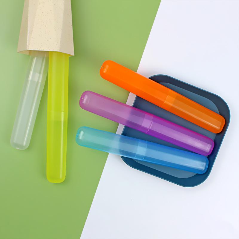 Toothbrush Head Protect Cover Tube Box Portable Case Storage Box Toothbrush Cover Travel Camping Hiking Candy Color Reusable