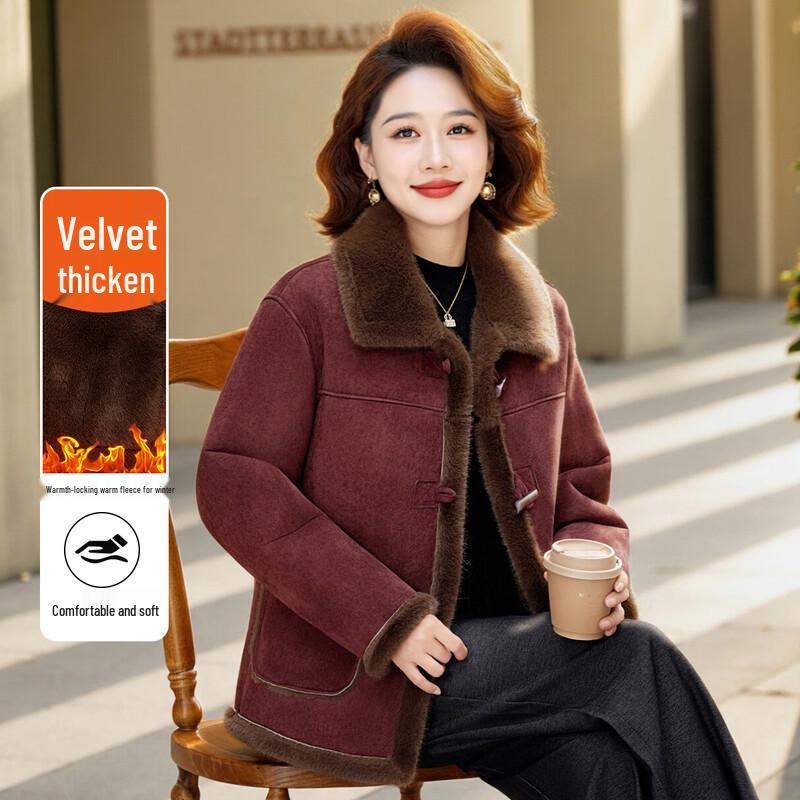 

KAVON Women s Faux Fur Lined Lapel Jacket 3XL