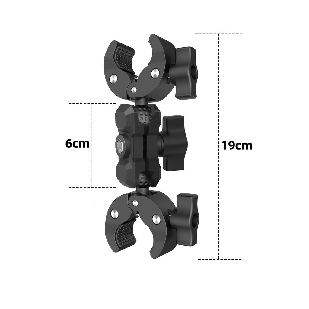 Motorcycle Bike Double Clamp Bracket for Insta360 One X2 X3 GoPro 12 11 10 SJCAM Selfie Stick Monopod Clip Mount Handlebar Stand