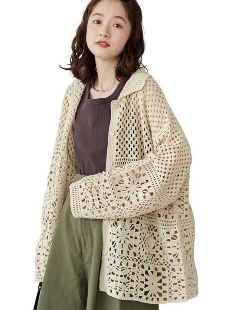 Cohen Crochet Collar Knit Cardigan 76376000002 2100 NATURAL(21) FREE