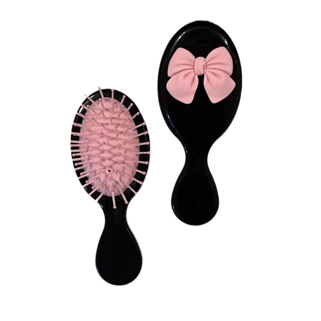 Portable Folding Hair Comb with Cute Bow Mini Air Cushion Massage Brush for Travel