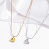 Women's Stainless Steel Heart Necklace - European & American Style, Titanium, Peach Heart, Trendy French Clavicle Chain