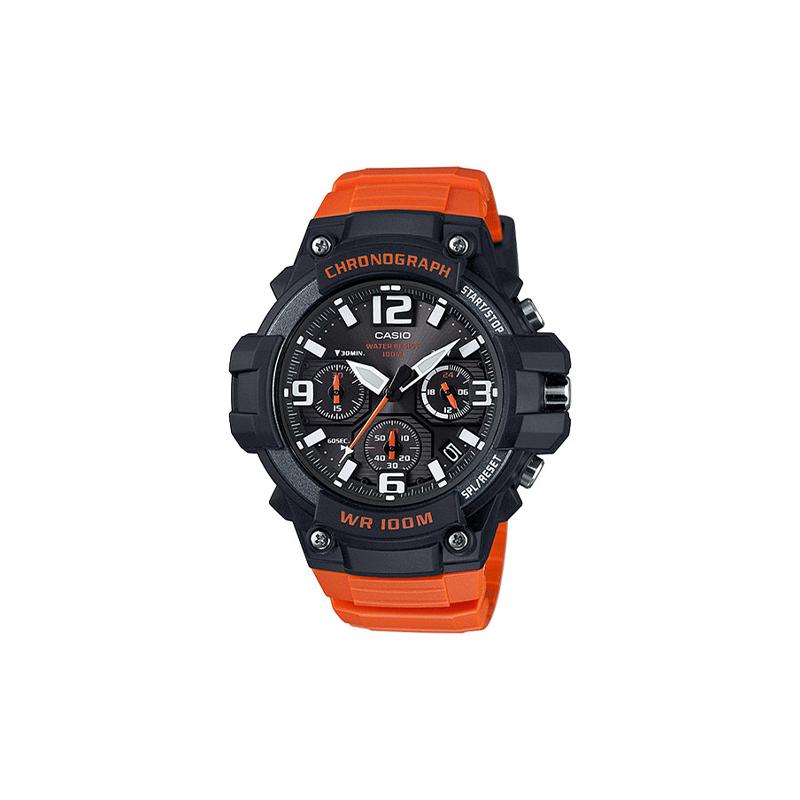 

Casio YOUTH series-disc multi-function pointer, fashionable and contrasting street color, classic three eyes and six needles waterproof MCW100H-4AV чёрный