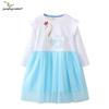 2025 Spring Girls' Long Sleeve Lace Princess Dress - European & American Style for Small To Medium Children