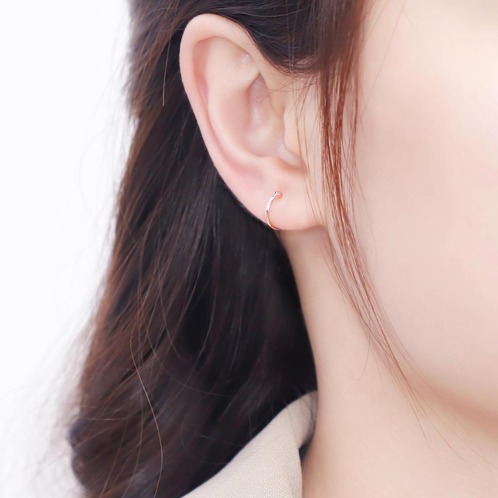 ESTELLE Hoop 18K Pink Gold [Official] Women's Earrings, (S) 0202-1468-0010-0000