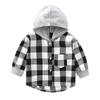 Plaid Hooded Kids Shirt Young Children’s Long Sleeve Blouse Boy Girl Casual Outerwear