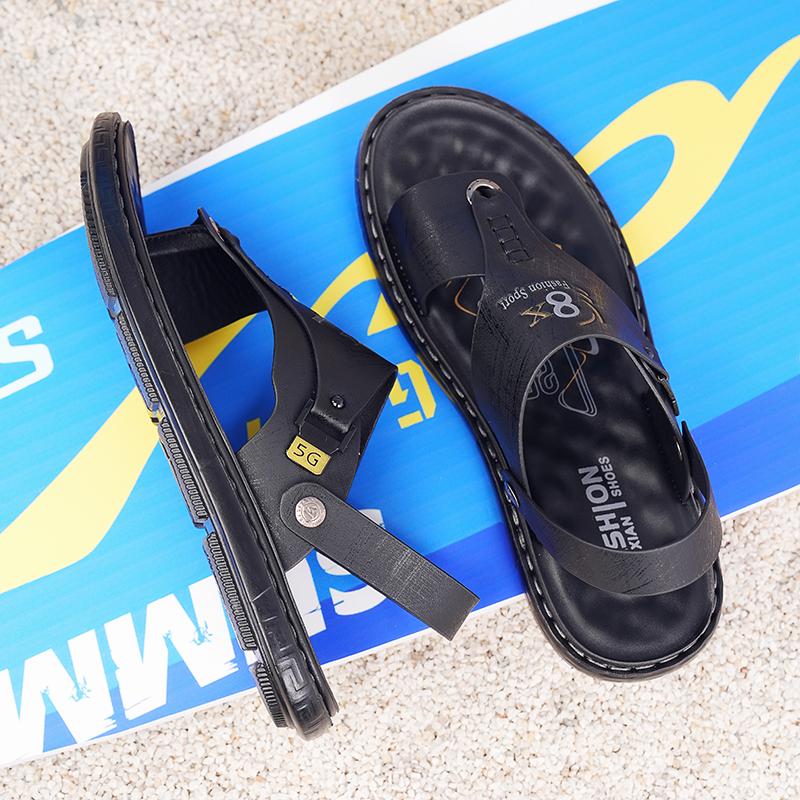 New Men Sandals High Quality Leather Casual Sandal Luxury Non Slip Outdoor Beach Shoes for Men Summer Sandalia Male Flip-flops