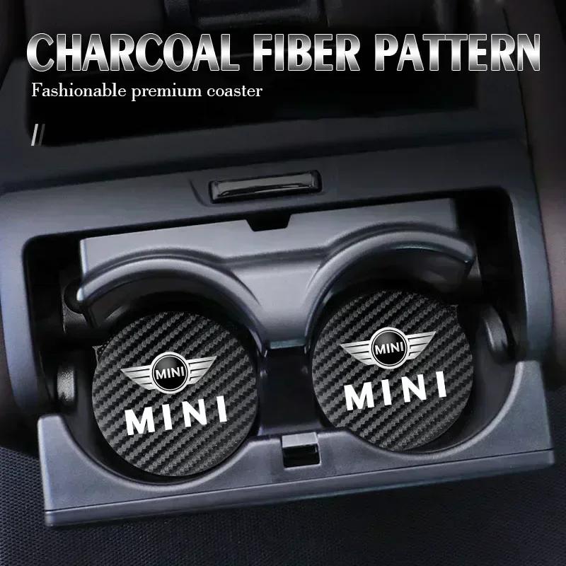 /2Pcs Car Leather Coaster Anti/noise Water Cup Pad Mat For BMW edc3 WORKS One Cooper JCW R60 R59 R58 R57 R56 R55 R53 R52 F55 F56 3edc