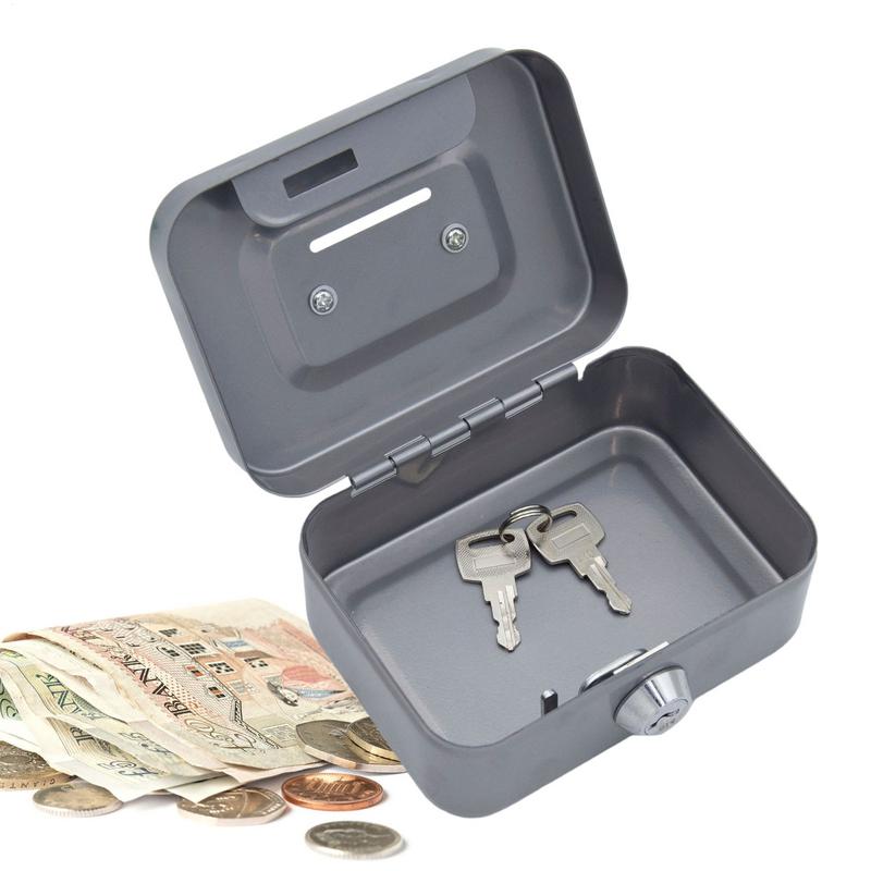 Portable Small Lock Box Security Safe Lock Boxes Mini Metal Cash Box Money Bank Metal Coin Bank Security Box Sturdy Cash Box
