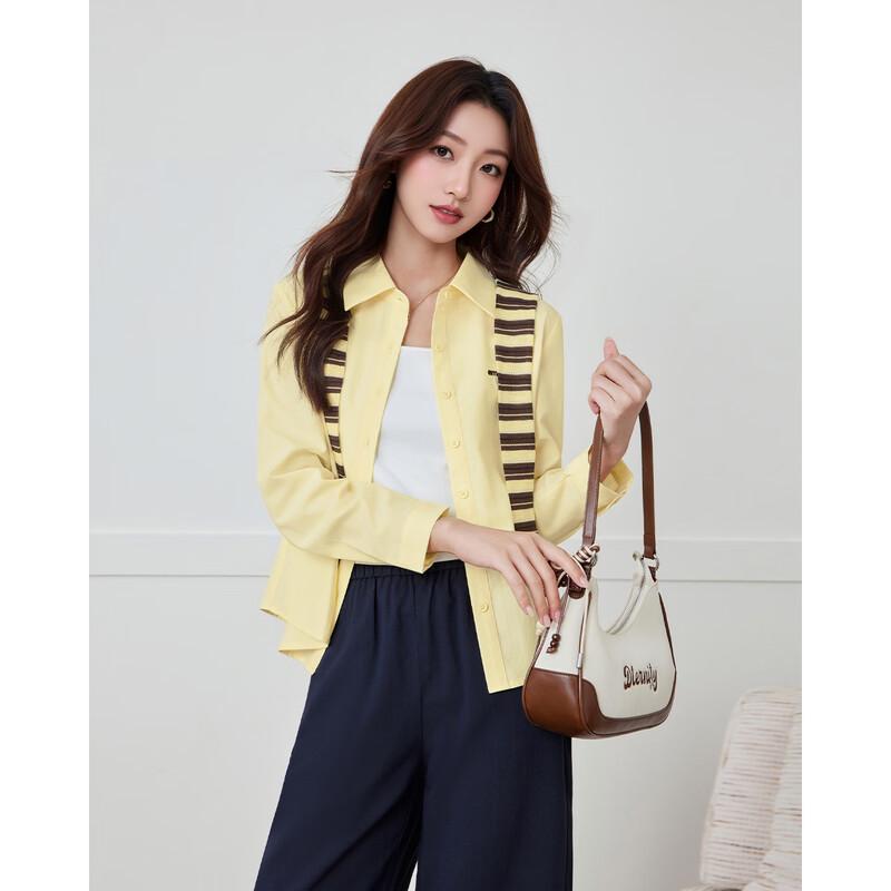 IEF Women's Autumn Long-Sleeve Faux-Two-Piece Commuter Shirt