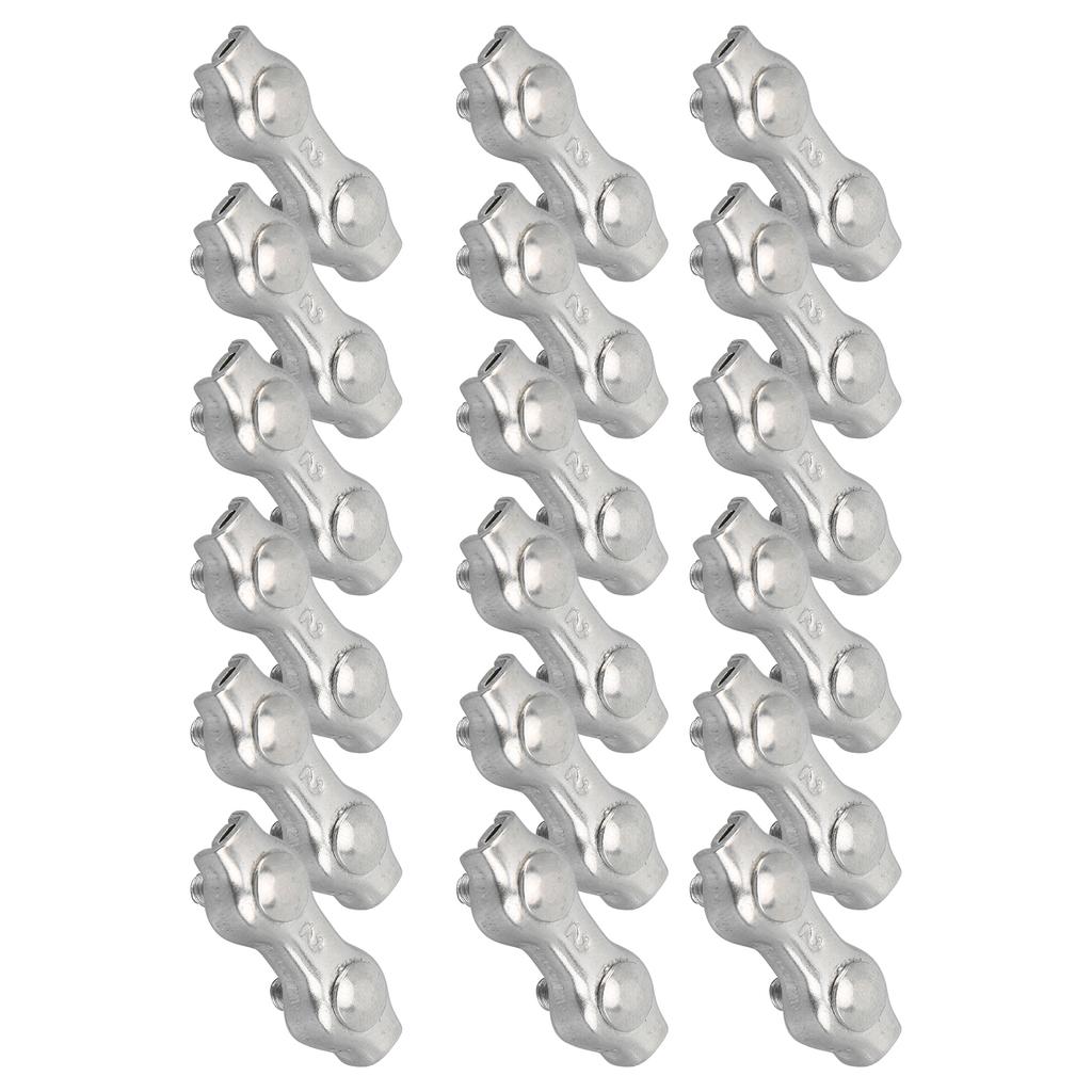 18pcs M2 Duplex Wire Rope Clip Cable Clamps Stainless Steel Duplex 2‑Post Cable Clamp