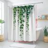 1 Elegant Ivy and White Floral Polyester Shower Curtain-Washable with Green Vine and Leaves Pattern, Machine Washable with Hooks