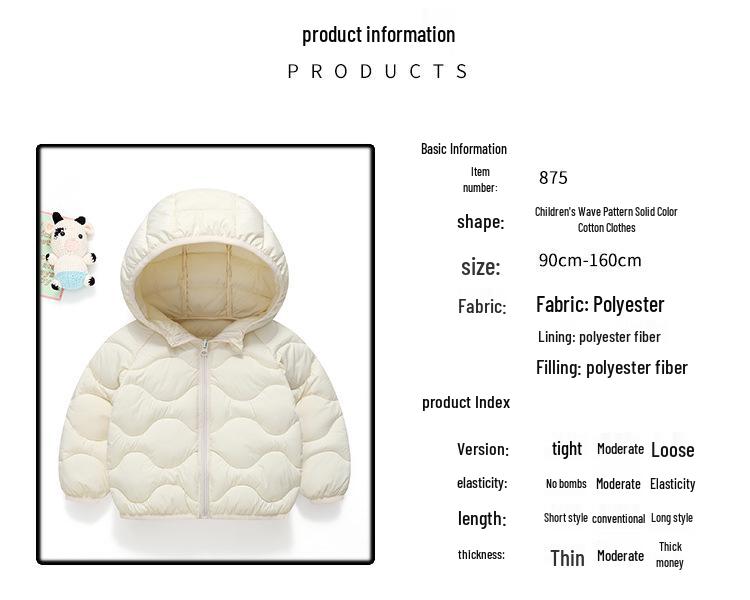 Children's Lightweight Cotton Padded Jacket for Boys & Girls - Warm Outerwear for Toddlers, Young, & Older Kids.