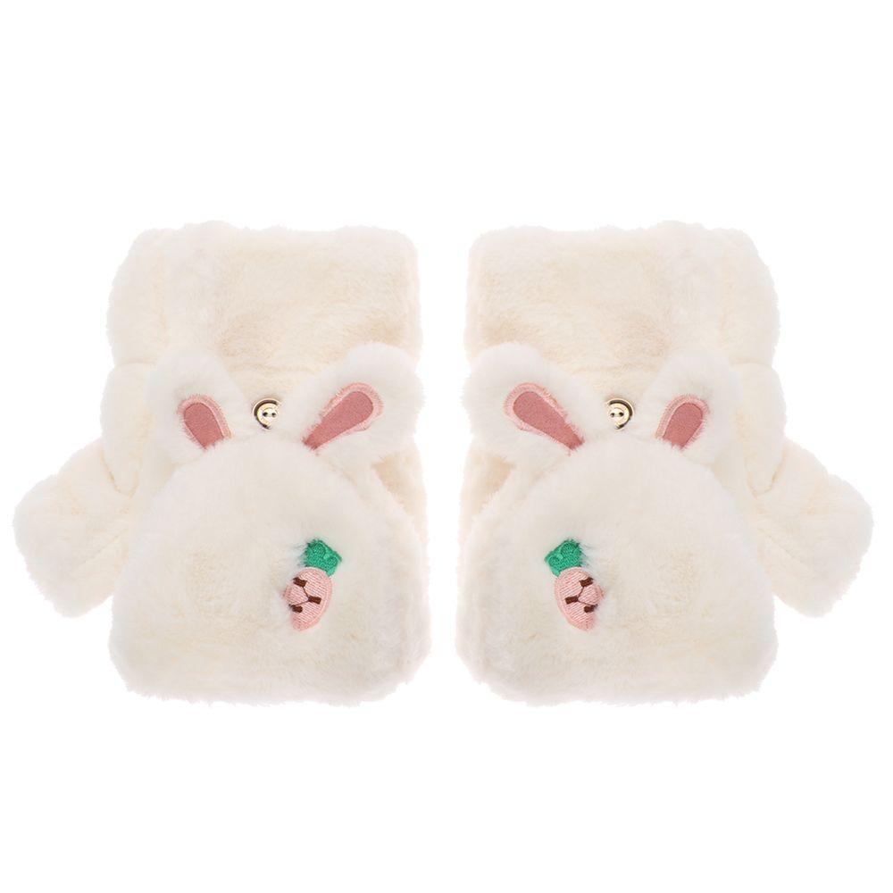 Winter Cute Cat Soft Plush Thick Warm Mittens Faux Rabbit Hair Gloves Half Finger