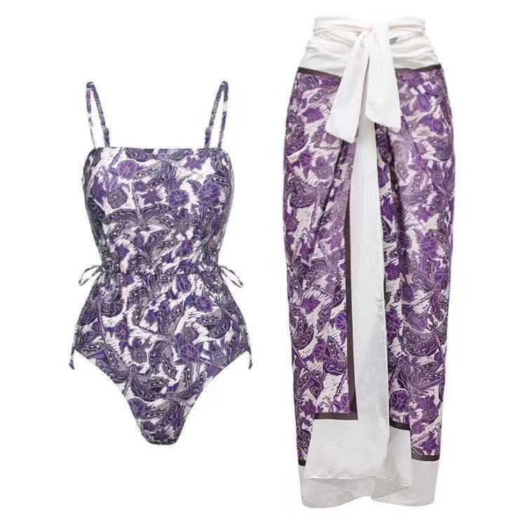 TS JYL-BK040 Sleeveless Skirted Tankini, Tie Back Print Two-Piece Swimwear For Summer 3XL полуночно-синий