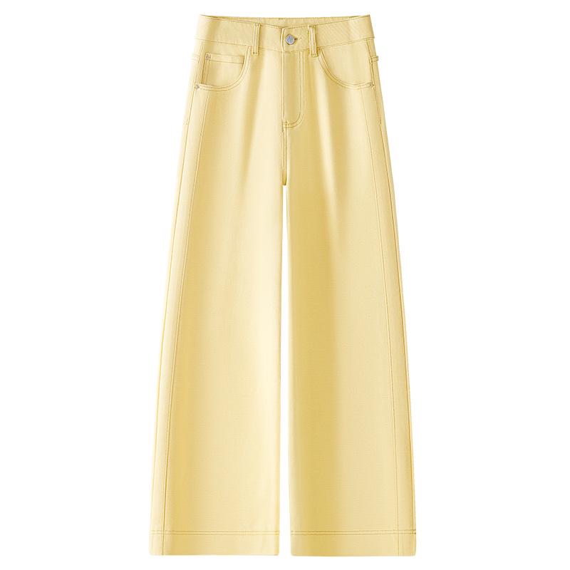 

Женские розовые ретро джинсы с широкими штанинами и драпировкой - Облегающий свободный крой, Горячий стиль Весна 2025 M жёлтый