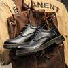 British Style Thick-Soled Men's Leather Shoes - Round-Toe Casual Low-Top Formal Boots