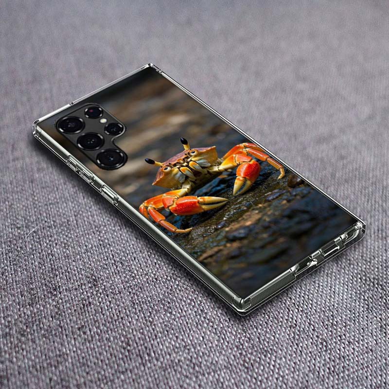 Unique Animal Crab Phone Case For Samsung Galaxy S24 S23 S21 S20 FE S22 S26 Ultra S25 Edge S10 Plus Cover Clear TPU Capa Shell C