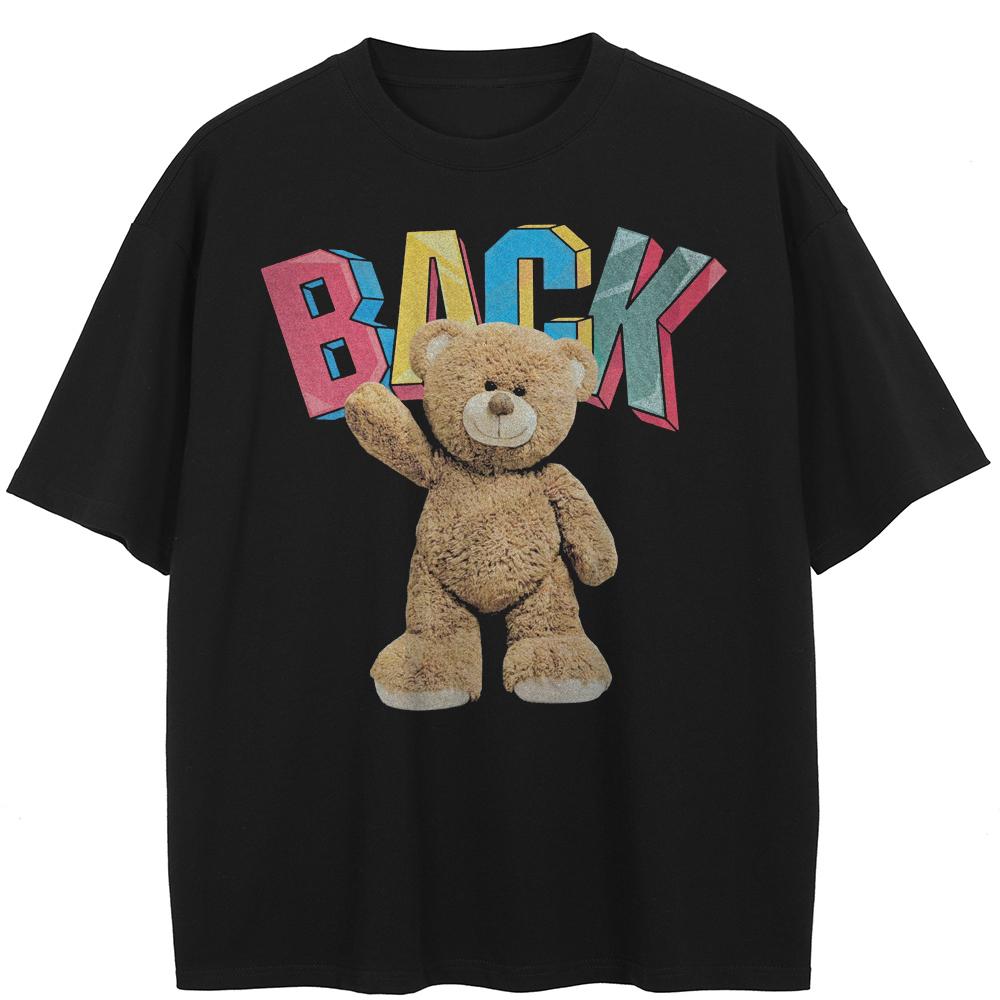 

Футболка с рисунком забавного медведя в уличном стиле, черная футболка из хлопка, топы унисекс, футболки, летние футболки с короткими рукавами XXL