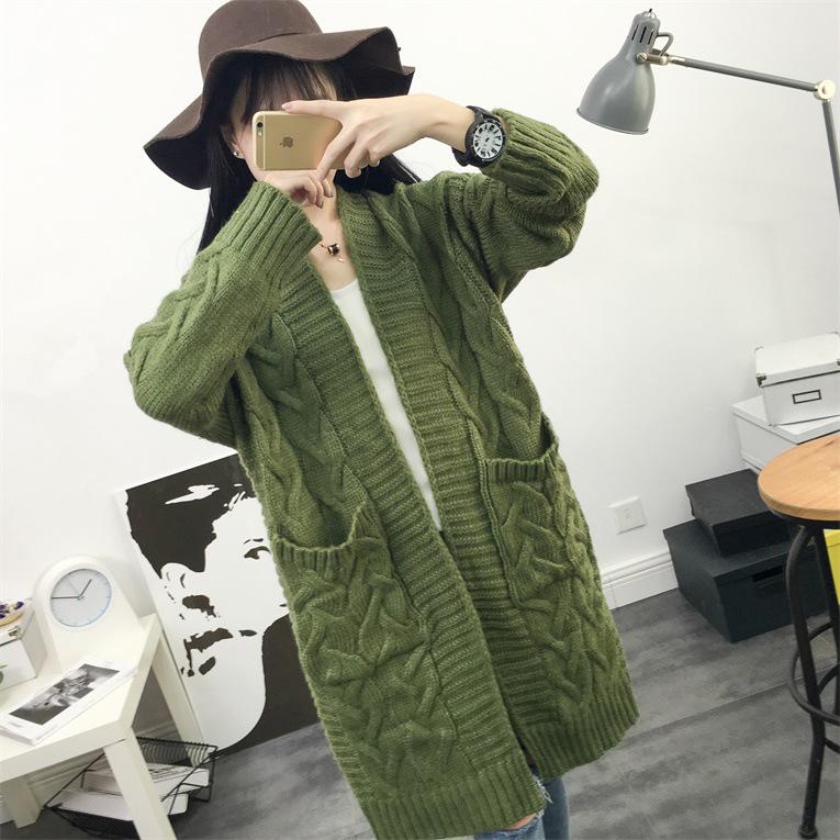 Women's European Style Twist Cable Knit Cardigan Sweater