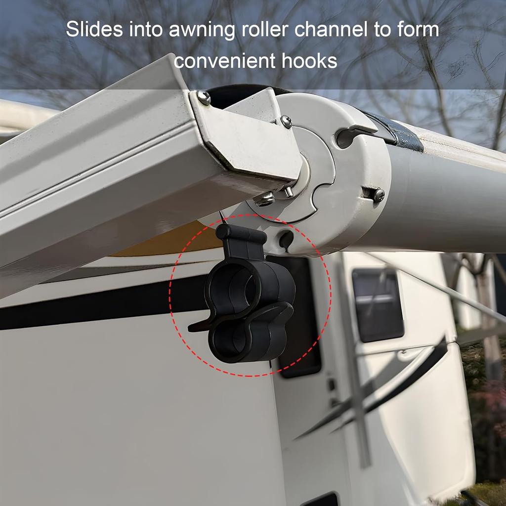 10PCS Awning Clip for Rope Light, Multi Purpose Party String Light Hook Slides Into Awning Roller Bar Channel, Two Hanging Positions Ceiling Hook for