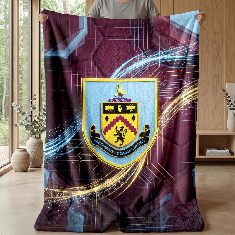 Coperta in Flanella con Stampa Calcio Burnley, Coperta Morbida Calda Leggera per Divano Letto Campeggio