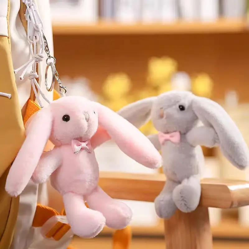 Plush Bunny Kawaii Keychain Cute Cartoon Rabbit Love Pompom Trinket Toy Girl Bag Car Keychain Mobile Phone Pendant Jewelry Gift