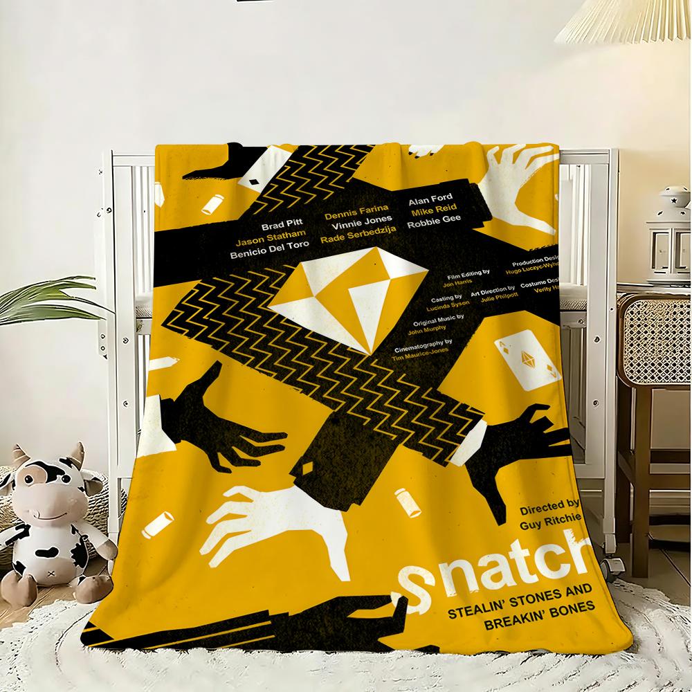 Classic Crime Comedy Movie Snatch Throw 240g Flannel Blanket Lightweight Soft Skin-friendly Summer Thin Throw Blanket 75x90cm
