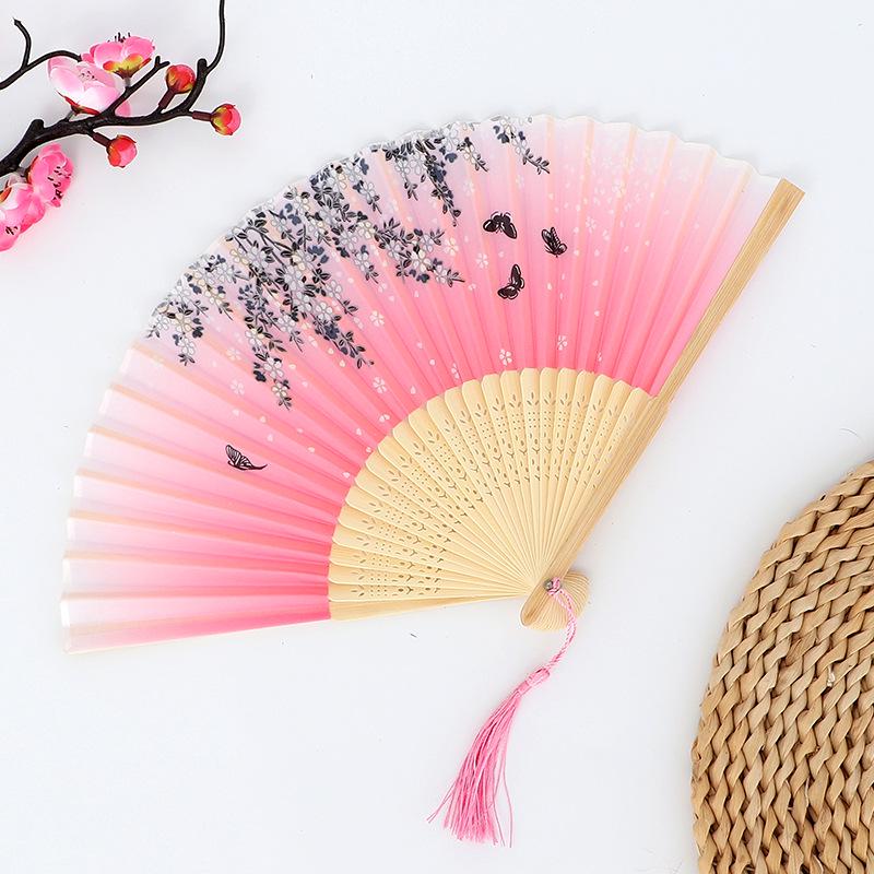 Hanfu skládací vějíř pro ženy inspirovaný japonským a čínským stylem – Scénický tanec bambusový styl