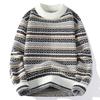 Fashionable Versatile Thickened Warm Men's Shirt Knit Sweater Round Neck High Quality Fabric Fashionable Versatile Sweater