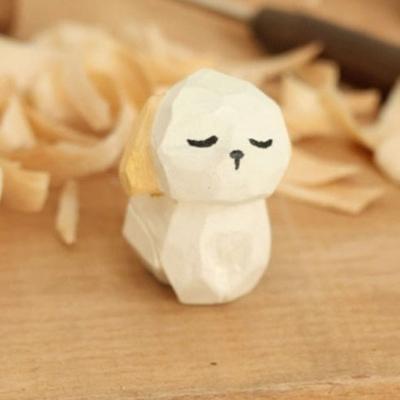 Cartoon Characters Wooden Carving Cat Ornament Sheep Crafts Animals Ornament Dog Handmade Small Rabbit Model Desk Decor