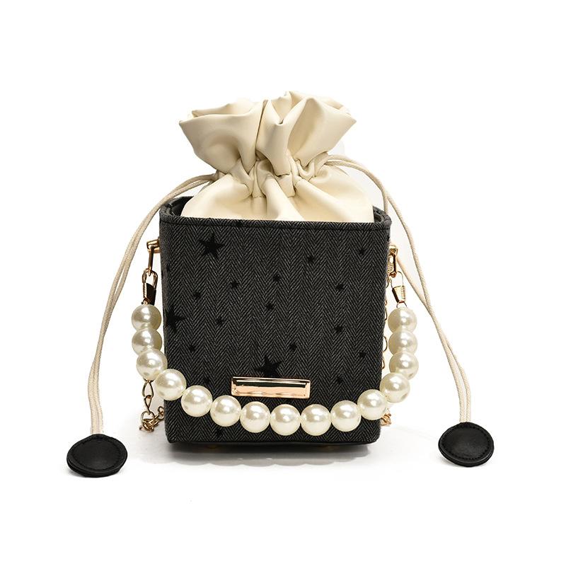 Hand carry pearl pump with bucket bag 2025 autumn new simple fashion high value chain shoulder messenger bag