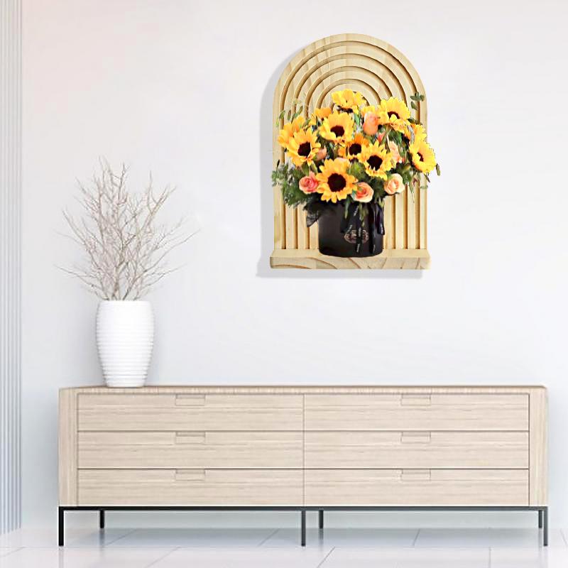 29.5cm*19.5cm Crafts Ornaments Natural Materials DIY Storage Rack Handmade Wall Hanging Decorative Wood Corridor Home Decoration