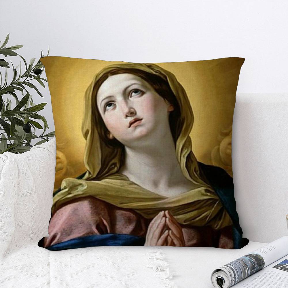 Virgin Mary Christian Pillowcase Toon Gift Cushion Cover Bedroom Home Sofa Chair Seat Decor Pillow Case