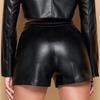 Stylové dámské kožené designové kalhoty krátké párty černé 100% pravá kůže koktejlové