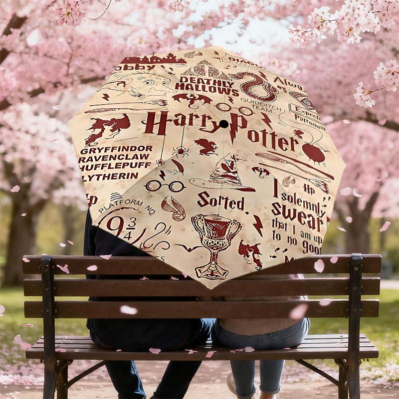 1PC Harry Potter Diagon Alley Umbrella-8-Rib Reinforced, Automatic Open, Lightweight & Durable, Cute Fashion Accessory for Outdoor, D2657