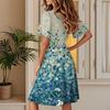 Women's Fashion Short Sleeve Wrap Sundress V-Neck Floral Print Dresses