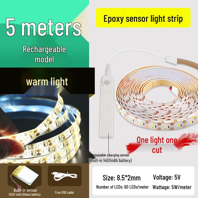 USB Rechargeable Motion Sensor LED Strip Light: Ultra-thin, Self-Adhesive, Wireless Night Lighting