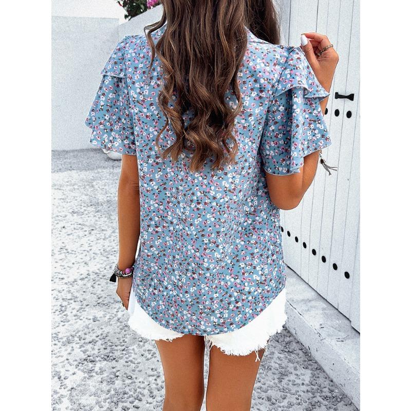Women Elegant Summer Style Printed Short Sleeved T-shirt