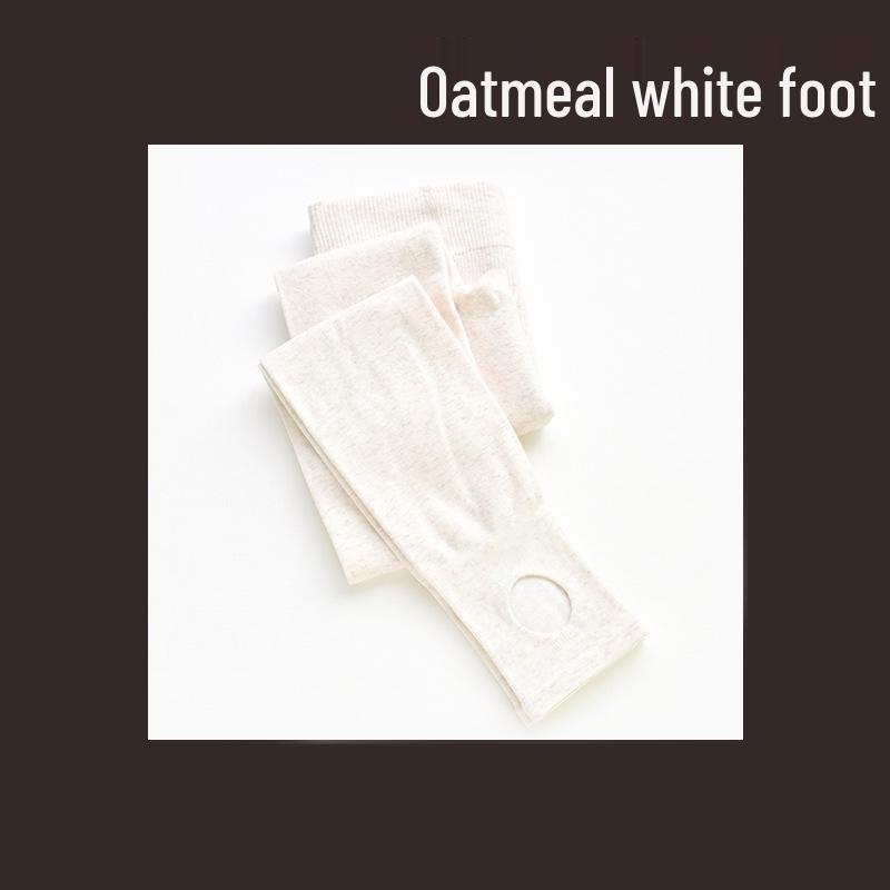 Autumn/Winter High Waist Gray Striped Cotton Base Layer Tights for Women