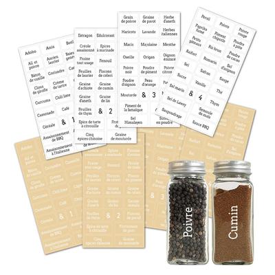 208pcs French Words Spice Label Stickers for Jars Seanoning Marks Kitchen Labels 8 Sheets