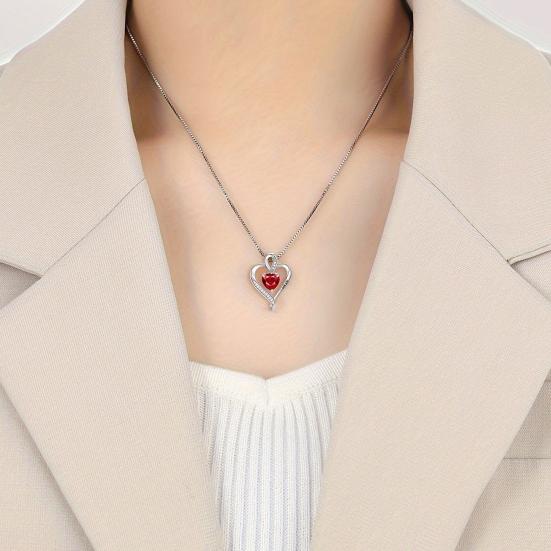 Heart Necklace Cubic Zirconia Love Heart Pendant Necklace Birthday Valentine's Day Mother's Day Jewelry Gift for Women