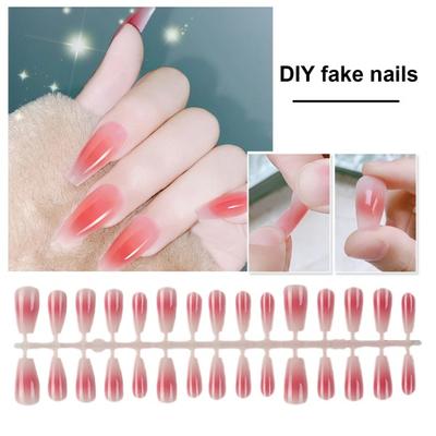 1 Bag Gradient Wearing Nail Blush Handmade Natural Perfect Fitting Trace-less Fake Nails for Natural Curvature