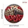 Vintage Military Memorial Metal Wall Art Plaque Red Poppy Flower Home Decor 8x8 Inch