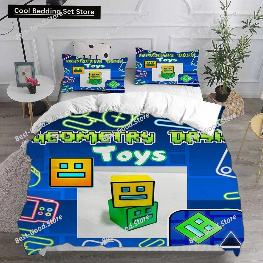 3D Geometry Dash Bedding Set Comforter Quilt Bed Cover Duvet Cover Pillow Case 3 Pieces Set Bedroom Decoration Home Textiles 032