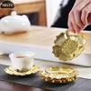 1PCS Alloy Coaster Tea Golden Retro Alloy Coaster Tea Ceremony Decoration Insulation Pad Suitable For Tea Rooms, Home Decoration