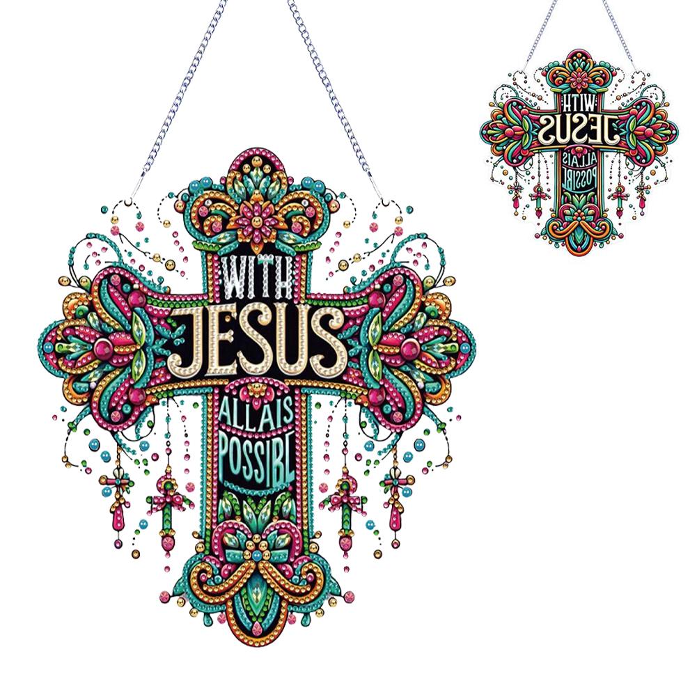 Acrylic Special Shaped Exquisite Pattern Diamond Painting Hanging Decorations Rhinestone Diamond Art Window Pendants for Adults