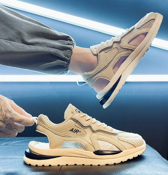 

2025 Men s Breathable Summer Beach Sandals, Wear-Resistant Closed-Toe Sports Shoes for Teens 42 бежевий